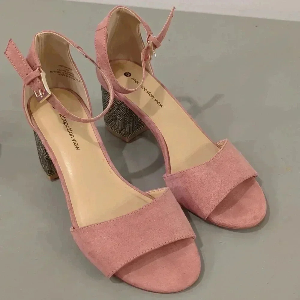 Pink Block Heel Sandals size 7.5 - Picture 5 of 9